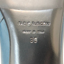 画像をギャラリービューアに読み込む, FABIO RUSCONI ファビオルスコーニ ビット付 スクエアトゥ ショートブーツ レザー ブルー ローヒール サイズ39(25.5-26cm相当)【中古】【新品同様】【美品】レディース