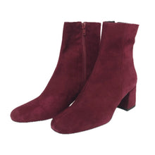 이미지를 갤러리 뷰어에 로드 , maypol メイポール ラウンドトゥ 6cmチャンキーヒール ショート DONNA ブーツ スウェード ワインレッド 24cm相当【中古】【新品同様】【美品】レディース