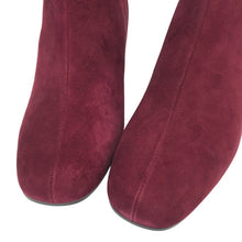 이미지를 갤러리 뷰어에 로드 , maypol メイポール ラウンドトゥ 6cmチャンキーヒール ショート DONNA ブーツ スウェード ワインレッド 24cm相当【中古】【新品同様】【美品】レディース