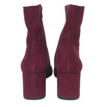 이미지를 갤러리 뷰어에 로드 , maypol メイポール ラウンドトゥ 6cmチャンキーヒール ショート DONNA ブーツ スウェード ワインレッド 24cm相当【中古】【新品同様】【美品】レディース