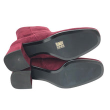 이미지를 갤러리 뷰어에 로드 , maypol メイポール ラウンドトゥ 6cmチャンキーヒール ショート DONNA ブーツ スウェード ワインレッド 24cm相当【中古】【新品同様】【美品】レディース