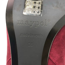 이미지를 갤러리 뷰어에 로드 , maypol メイポール ラウンドトゥ 6cmチャンキーヒール ショート DONNA ブーツ スウェード ワインレッド 24cm相当【中古】【新品同様】【美品】レディース
