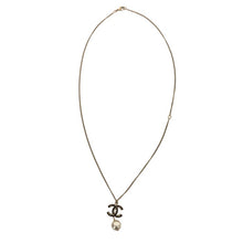 画像をギャラリービューアに読み込む, CHANEL シャネル ココマーク スイングパール ネックレス GP/フェイクパール ブラック B13C刻印【中古】レディース