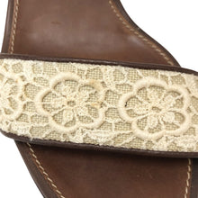 画像をギャラリービューアに読み込む, Salvatore Ferragamo フェラガモ アンクルストラップ サンダル レース×レザー アイボリー×ブラウン 9cmヒール サイズ7(24cm相当)【中古】レディース
