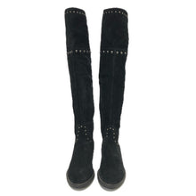 画像をギャラリービューアに読み込む, Karen Lips カレンリップス ハーフジップ スタッズ ロングブーツ スウェード ブラック 5cmヒール 24.5cm相当【中古】【新品同様】【美品】レディース