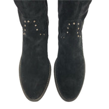 画像をギャラリービューアに読み込む, Karen Lips カレンリップス ハーフジップ スタッズ ロングブーツ スウェード ブラック 5cmヒール 24.5cm相当【中古】【新品同様】【美品】レディース