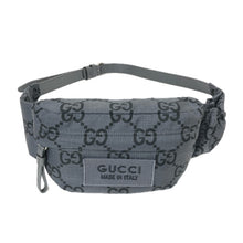 画像をギャラリービューアに読み込む, GUCCI グッチ GGロゴ ロゴ刺しゅう 767934 ボディバッグ レザー GGリサイクルポリエステル グレー【中古】【新品同様】【美品】メンズ