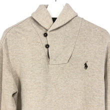 画像をギャラリービューアに読み込む, POLO RALPH LAUREN ポロ・ラルフローレン ショールカラー スウェットトレーナー エルボーパッチ ポニーロゴ刺しゅう コットン ベージュ L相当【中古】 メンズ