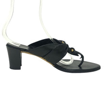 画像をギャラリービューアに読み込む, Salvatore Ferragamo フェラガモ トングサンダル レザー ブラック 7cmヒール サイズ8.5(25.5cm相当)【中古】 レディース 大きいサイズ