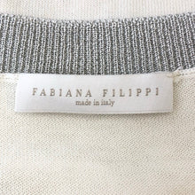 画像をギャラリービューアに読み込む, FABIANA FILIPPI ファビアナ フィリッピ Vネック 半袖 ニット(フレンチスリーブ) コットン ホワイト IT38(S-M相当)【中古】【新品同様】【美品】レディース