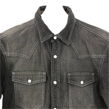 画像をギャラリービューアに読み込む, BURBERRY BLACK LABEL バーバリーブラックレーベル デニムウエスタン長袖シャツ ノバチェック ロゴ刺しゅう D1M12-724-08 コットン×レーヨン ブラック サイズ2(M相当)【中古】メンズ