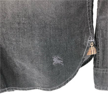 画像をギャラリービューアに読み込む, BURBERRY BLACK LABEL バーバリーブラックレーベル デニムウエスタン長袖シャツ ノバチェック ロゴ刺しゅう D1M12-724-08 コットン×レーヨン ブラック サイズ2(M相当)【中古】メンズ