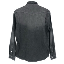 画像をギャラリービューアに読み込む, BURBERRY BLACK LABEL バーバリーブラックレーベル デニムウエスタン長袖シャツ ノバチェック ロゴ刺しゅう D1M12-724-08 コットン×レーヨン ブラック サイズ2(M相当)【中古】メンズ
