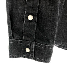 画像をギャラリービューアに読み込む, BURBERRY BLACK LABEL バーバリーブラックレーベル デニムウエスタン長袖シャツ ノバチェック ロゴ刺しゅう D1M12-724-08 コットン×レーヨン ブラック サイズ2(M相当)【中古】メンズ
