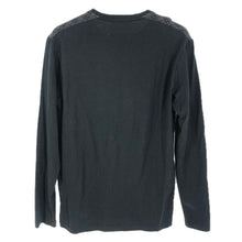 画像をギャラリービューアに読み込む, BURBERRY BLACK LABEL バーバリーブラックレーベル 長袖カットソー ロゴ刺しゅう 肩チェック柄 BMV57-307-09 コットン ブラック サイズ3(L相当)【中古】メンズ