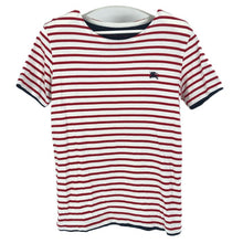 画像をギャラリービューアに読み込む, BURBERRY BLACK LABEL バーバリーブラックレーベル 半袖Tシャツ ボーダー D1P13-712-15 コットン レッド×ホワイト サイズ2(M相当)【中古】メンズ