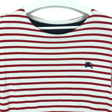 画像をギャラリービューアに読み込む, BURBERRY BLACK LABEL バーバリーブラックレーベル 半袖Tシャツ ボーダー D1P13-712-15 コットン レッド×ホワイト サイズ2(M相当)【中古】メンズ