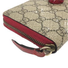 画像をギャラリービューアに読み込む, GUCCI グッチ GGスプリーム チェリー ラウンドファスナー 長財布 476049 ベージュ【中古】 レディース