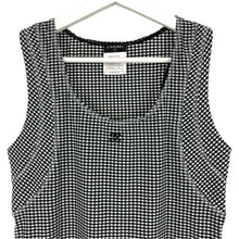 画像をギャラリービューアに読み込む, CHANEL シャネル ノースリーブ チェック柄 ストレッチ カットソー P32316V22650 ブラック×ホワイト サイズ34(XS-S相当)【中古】 レディース