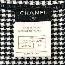 画像をギャラリービューアに読み込む, CHANEL シャネル ノースリーブ チェック柄 ストレッチ カットソー P32316V22650 ブラック×ホワイト サイズ34(XS-S相当)【中古】 レディース