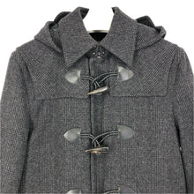 画像をギャラリービューアに読み込む, BURBERRY BLACK LABEL バーバリーブラックレーベル ダッフルコート 中綿入り フード付き グレンチェック柄 BMC81-309-07 ウール×カシミヤ ブラック Mサイズ【中古】メンズ