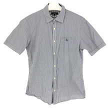 画像をギャラリービューアに読み込む, BURBERRY BLACK LABEL バーバリーブラックレーベル チェック柄 半袖シャツ D1M16-115-04 コットン グレー×ホワイト サイズ3(M相当)【中古】メンズ