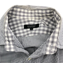 画像をギャラリービューアに読み込む, BURBERRY BLACK LABEL バーバリーブラックレーベル チェック柄 半袖シャツ D1M16-115-04 コットン グレー×ホワイト サイズ3(M相当)【中古】メンズ