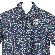 画像をギャラリービューアに読み込む, Fila Golf フィラ ゴルフ 花柄 半袖ポロシャツ ML5FM622 ネイビー Mサイズ【中古】 メンズ
