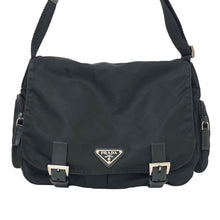 画像をギャラリービューアに読み込む, PRADA プラダ ダブルサイドポケット ショルダーバッグ ナイロン ブラック【中古】 レディース