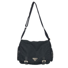 画像をギャラリービューアに読み込む, PRADA プラダ ダブルサイドポケット ショルダーバッグ ナイロン ブラック【中古】 レディース