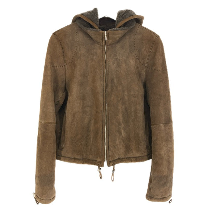 LOEWE ロエベ ムートンジャケット フード付き ブルゾン 羊革 ダーク