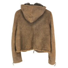 画像をギャラリービューアに読み込む, LOEWE ロエベ ムートンジャケット フード付き ブルゾン 羊革 ダークブラウン サイズ44(L相当)【中古】レディース