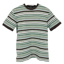 画像をギャラリービューアに読み込む, BURBERRY BLACK LABEL バーバリーブラックレーベル ボーダー柄 半袖Tシャツ コットン ブラウン×グリーン サイズ3(M相当)【中古】メンズ