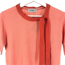 画像をギャラリービューアに読み込む, JOHN SMEDLEY ジョンスメドレー タイ付き ニットプルオーバー 半袖 S4681 コットン コーラルピンク M相当【中古】【新品同様】【美品】レディース
