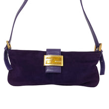 画像をギャラリービューアに読み込む, FENDI フェンディ FF マンマバゲット ショルダーバッグ スウェード パープル【中古】 レディース