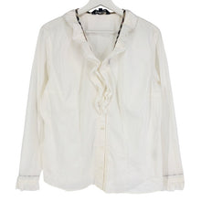画像をギャラリービューアに読み込む, Burberry London バーバリーロンドン フリルブラウス 長袖シャツ コットン混 ホワイト サイズ46(4L相当)【中古】レディース 大きいサイズ