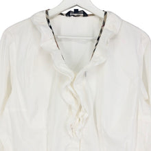 画像をギャラリービューアに読み込む, Burberry London バーバリーロンドン フリルブラウス 長袖シャツ コットン混 ホワイト サイズ46(4L相当)【中古】レディース 大きいサイズ