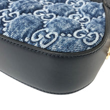 画像をギャラリービューアに読み込む, GUCCI グッチ ムーンサイド 786015 ショルダーバッグ レザー×GGデニム ブルー【中古】【新品同様】【美品】レディース
