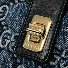画像をギャラリービューアに読み込む, GUCCI グッチ ムーンサイド 786015 ショルダーバッグ レザー×GGデニム ブルー【中古】【新品同様】【美品】レディース