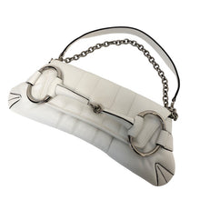 画像をギャラリービューアに読み込む, GUCCI グッチ マキシホースビット付き 764255 ショルダーバッグ ハンドバッグ レザー ホワイト【中古】【新品同様】【美品】レディース