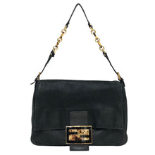 画像をギャラリービューアに読み込む, FENDI フェンディ ビッグマンマバケット ワンショルダー ハンドバッグ 8BR638 スパンコールレザー ブラック【中古】レディース