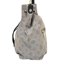 画像をギャラリービューアに読み込む, russet ラシット 巾着ショルダーバッグ ナイロン×レザー グレー×ブルー【中古】レディース