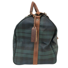 画像をギャラリービューアに読み込む, POLO RALPH LAUREN ポロ・ラルフローレン 2WAYボストンバッグ チェック柄 ブラシ付 PVキャンバス×レザー グリーン【中古】ユニセックス