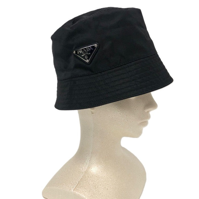 PRADA プラダ バケットハット 帽子 三角プレート 黒 Lサイズ 59cm