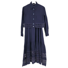 画像をギャラリービューアに読み込む, GIGLI ジジリ ワンピース&長袖シャツ セットアップ コットン ネイビー サイズ38(M)【中古】 レディース