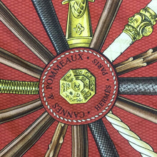 画像をギャラリービューアに読み込む, エルメス HERMES カレ90 大判スカーフ CANNES&POMMEAUX シルク100% 黒 ステッキ柄【中古】