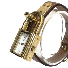 画像をギャラリービューアに読み込む, HERMES エルメス ケリーウォッチ 腕時計 ゴールド ブラウン OZ刻印 クオーツ ホワイト文字盤【中古】 レディース