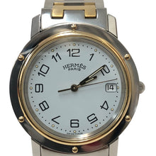 画像をギャラリービューアに読み込む, HERMES エルメス 36mm クリッパー CL6.720 腕時計 ステンレススチール/GP コンビ クオーツ ホワイト文字盤【中古】 メンズ