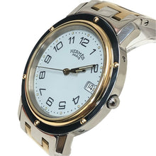 画像をギャラリービューアに読み込む, HERMES エルメス 36mm クリッパー CL6.720 腕時計 ステンレススチール/GP コンビ クオーツ ホワイト文字盤【中古】 メンズ