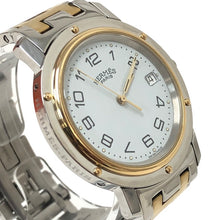 画像をギャラリービューアに読み込む, HERMES エルメス 36mm クリッパー CL6.720 腕時計 ステンレススチール/GP コンビ クオーツ ホワイト文字盤【中古】 メンズ